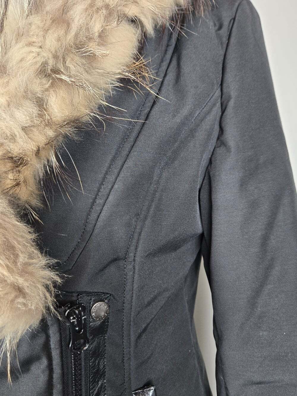 Sicily Clothing Black Fur Trim Long Puffer Coat S Y2K Goth Made in Canada - Picture 7 of 10